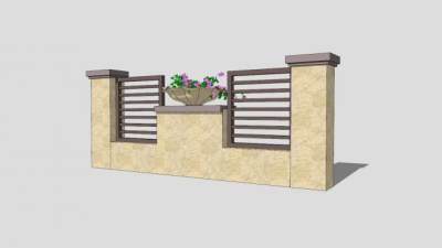 现代简约风格景墙SU模型下载_sketchup草图大师SKP模型