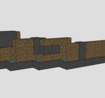 现代景观景墙SKP模型下载_sketchup草图大师SKP模型