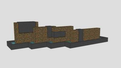 现代景观景墙SKP模型下载_sketchup草图大师SKP模型