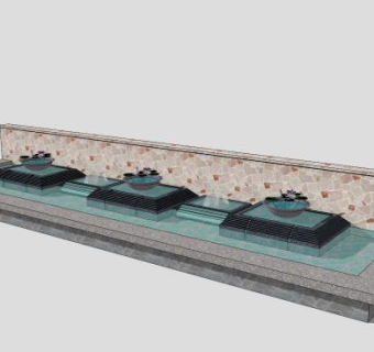现代景墙水池设计SU模型下载_sketchup草图大师SKP模型