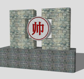 现代中式景墙设计SU模型下载_sketchup草图大师SKP模型