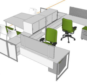 公司办公桌椅办公家具SU模型下载_sketchup草图大师SKP模型