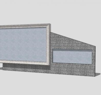 现代风格景墙SKP模型下载_sketchup草图大师SKP模型