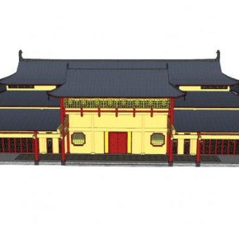 庙宇建筑古建寺庙SU模型下载_sketchup草图大师SKP模型