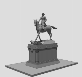 现代将军骑马雕像SU模型下载_sketchup草图大师SKP模型