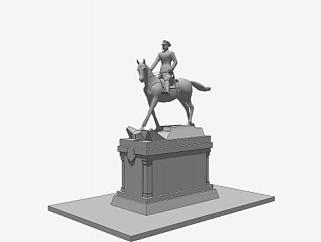 现代将军骑马雕像SU模型下载_sketchup草图大师SKP模型