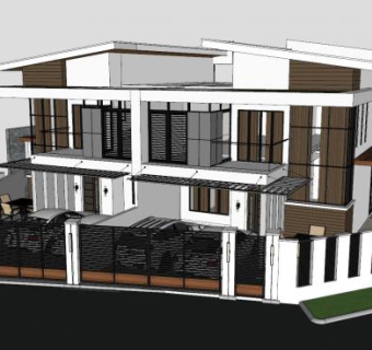 二层现代别墅SU模型下载_sketchup草图大师SKP模型
