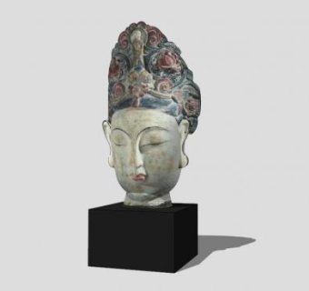 佛像头部雕像SU模型下载_sketchup草图大师SKP模型