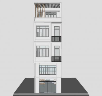 独栋小高层建筑SU模型下载_sketchup草图大师SKP模型
