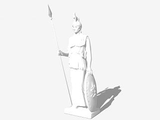 雅典娜人物雕像SU模型下载_sketchup草图大师SKP模型