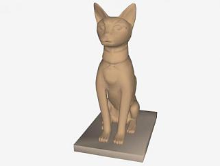 埃及猫神雕塑SU模型下载_sketchup草图大师SKP模型