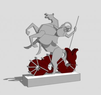 西方将领抽象雕塑SU模型下载_sketchup草图大师SKP模型