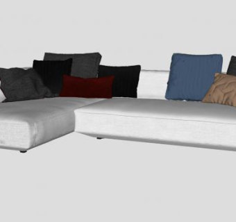 L型布艺沙发家具SU模型下载_sketchup草图大师SKP模型