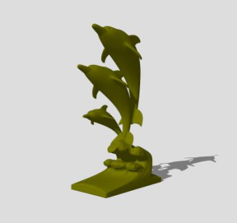 三只海豚雕像SU模型下载_sketchup草图大师SKP模型