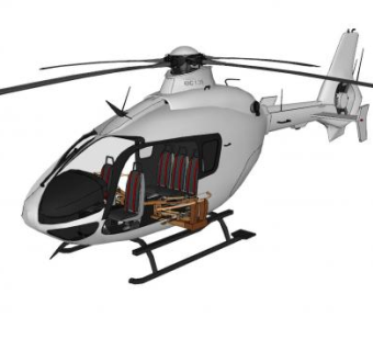 白色直升飞机SU模型下载_sketchup草图大师SKP模型