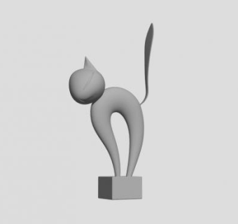 猫咪抽象雕像SU模型下载_sketchup草图大师SKP模型