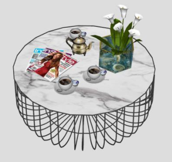 圆形茶几咖啡桌SU模型下载_sketchup草图大师SKP模型
