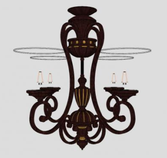 欧式复古吊灯灯具SU模型下载_sketchup草图大师SKP模型