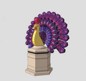孔雀雕像雕塑SU模型下载_sketchup草图大师SKP模型
