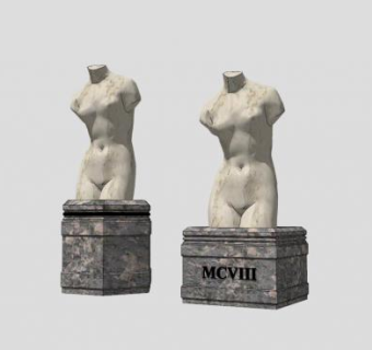 女神维纳斯身体雕塑SU模型下载_sketchup草图大师SKP模型