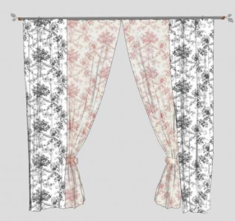 双层窗帘窗帘杆SU模型下载_sketchup草图大师SKP模型