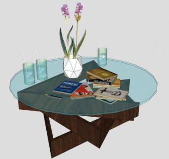 咖啡桌茶几木制家具SU模型下载_sketchup草图大师SKP模型