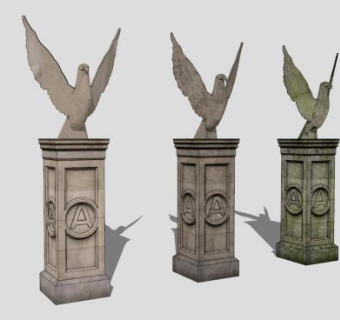 鹰柱雕塑SU模型下载_sketchup草图大师SKP模型