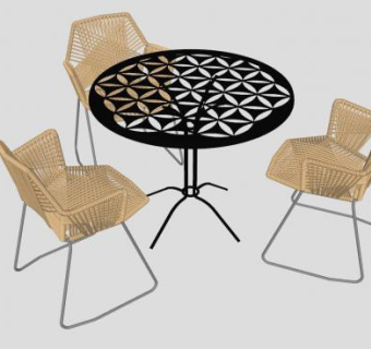 藤椅咖啡桌休闲桌SU模型下载_sketchup草图大师SKP模型