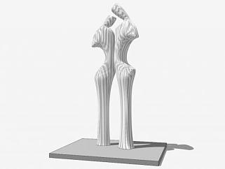两个抽象<em>人物雕像</em>SU模型下载_sketchup草图大师SKP模型