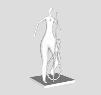 女性歌手艺术品雕塑SU模型下载_sketchup草图大师SKP模型