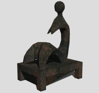 抽象女孩雕塑SU模型下载_sketchup草图大师SKP模型