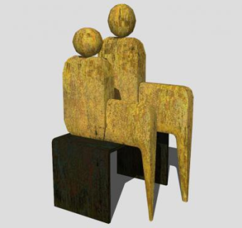 人物抽象艺术品雕塑SU模型下载_sketchup草图大师SKP模型