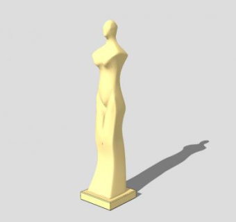 抽象少女身姿雕像SU模型下载_sketchup草图大师SKP模型