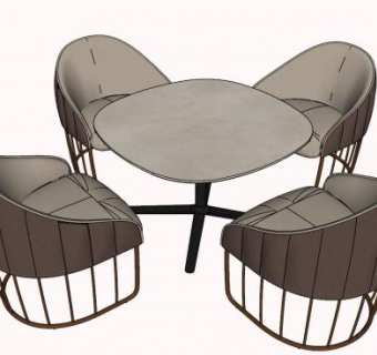 4人座休闲洽谈桌椅SU模型下载_sketchup草图大师SKP模型