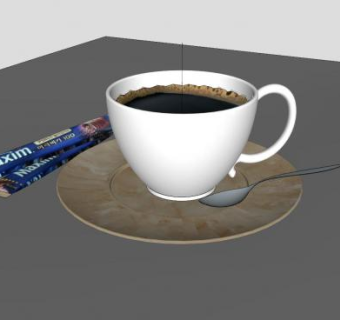 咖啡条和咖啡杯碟SU模型下载_sketchup草图大师SKP模型