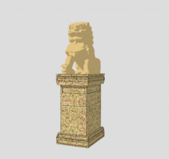 石狮雕像雕塑SU模型下载_sketchup草图大师SKP模型