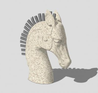 骏马马头雕像SU模型下载_sketchup草图大师SKP模型