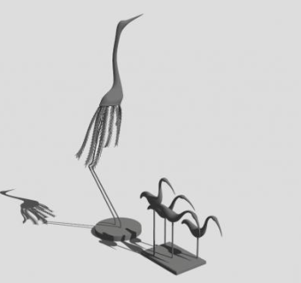 天鹅艺术品雕像SU模型下载_sketchup草图大师SKP模型