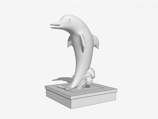 海豚石雕雕塑SU模型下载_sketchup草图大师SKP模型
