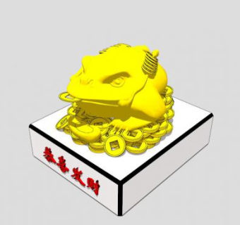 金蟾蜍雕塑SU模型下载_sketchup草图大师SKP模型