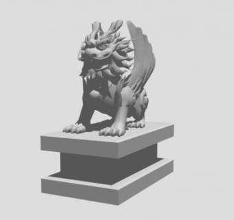 麒麟雕塑SU模型下载_sketchup草图大师SKP模型
