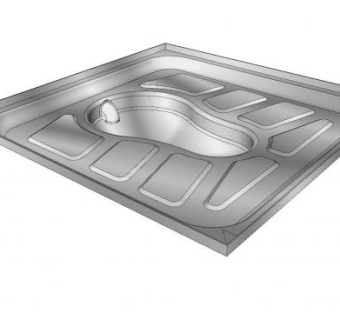 不锈钢蹲式蹲便池厕所SU模型下载_sketchup草图大师SKP模型