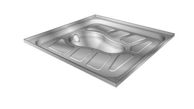 不锈钢蹲式蹲便池厕所SU模型下载_sketchup草图大师SKP模型