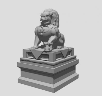 石狮雕塑雕像SU模型下载_sketchup草图大师SKP模型