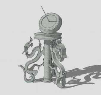 日晷石雕雕像SU模型下载_sketchup草图大师SKP模型