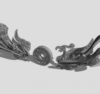 凤凰石雕雕像SU模型下载_sketchup草图大师SKP模型