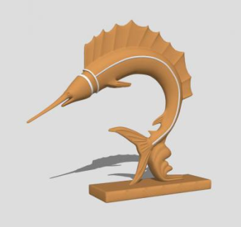 马林鱼木雕雕像SU模型下载_sketchup草图大师SKP模型