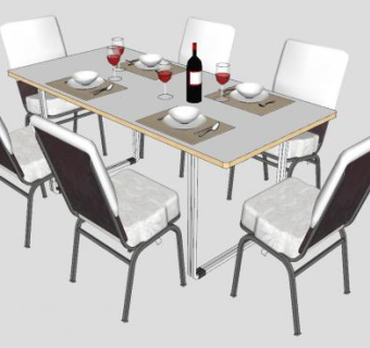 欧简餐桌椅家具SU模型下载_sketchup草图大师SKP模型