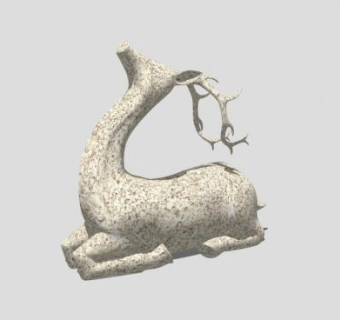 鹿石雕雕像SU模型下载_sketchup草图大师SKP模型