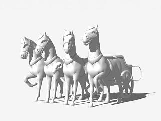 拉马车的马雕塑SU模型下载_sketchup草图大师SKP模型